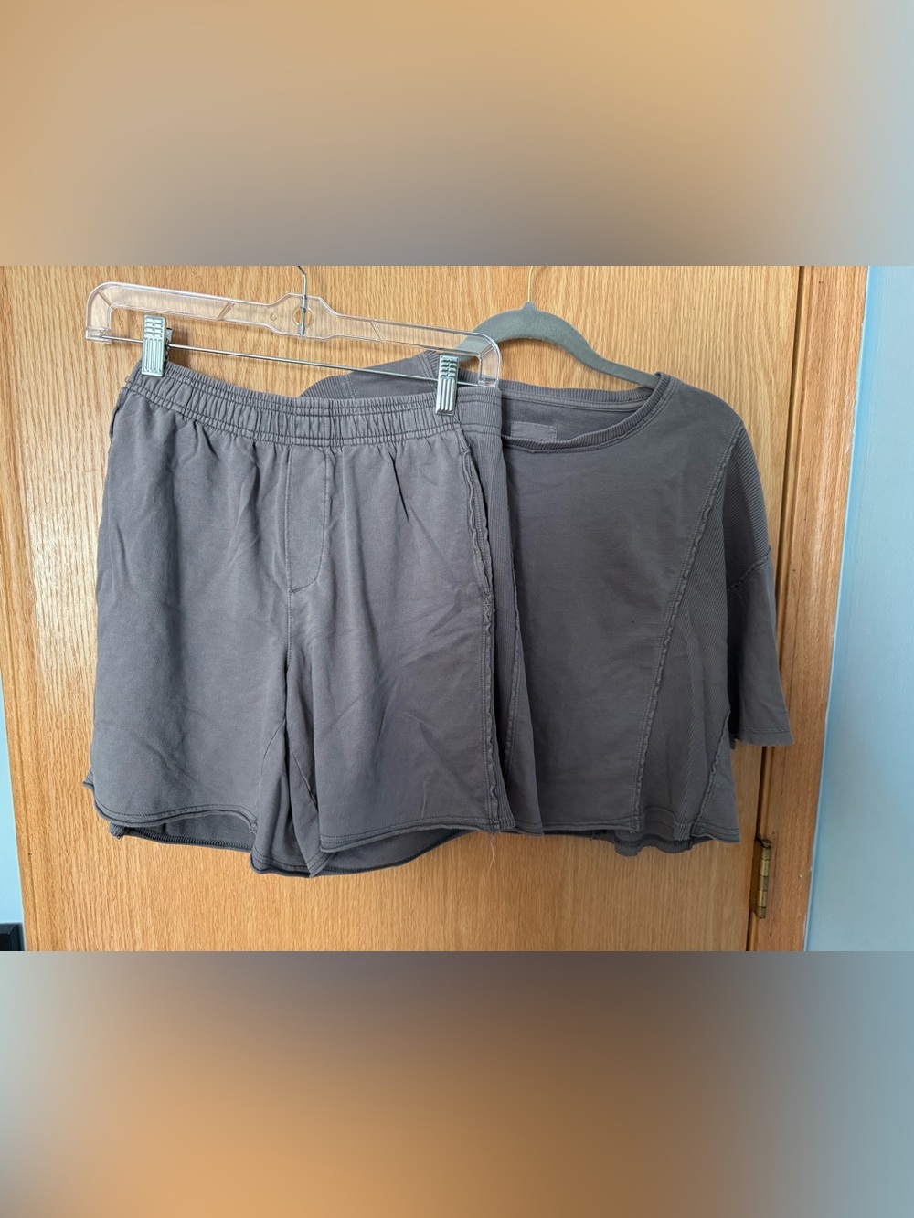 Aerie SET slub knit ribbed matching shorts and tee both size S